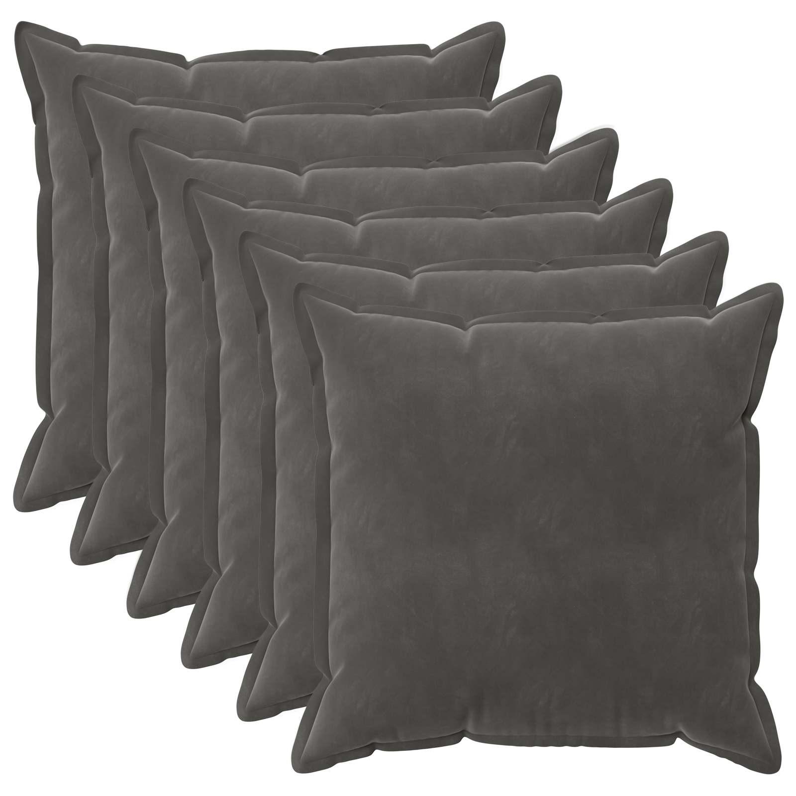 Pudebetræk 6 stk HOUTEN mørkegrå 70 x 70 cm i fløjl