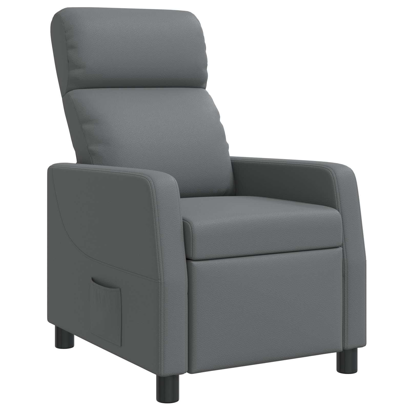 Lænestol med recliner i grå kunstlæder