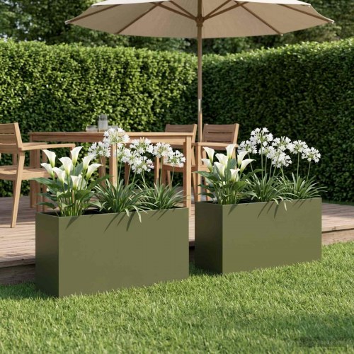 Blomsterkrukke 2 stk. olivengrøn 100 x 30 x 40 cm