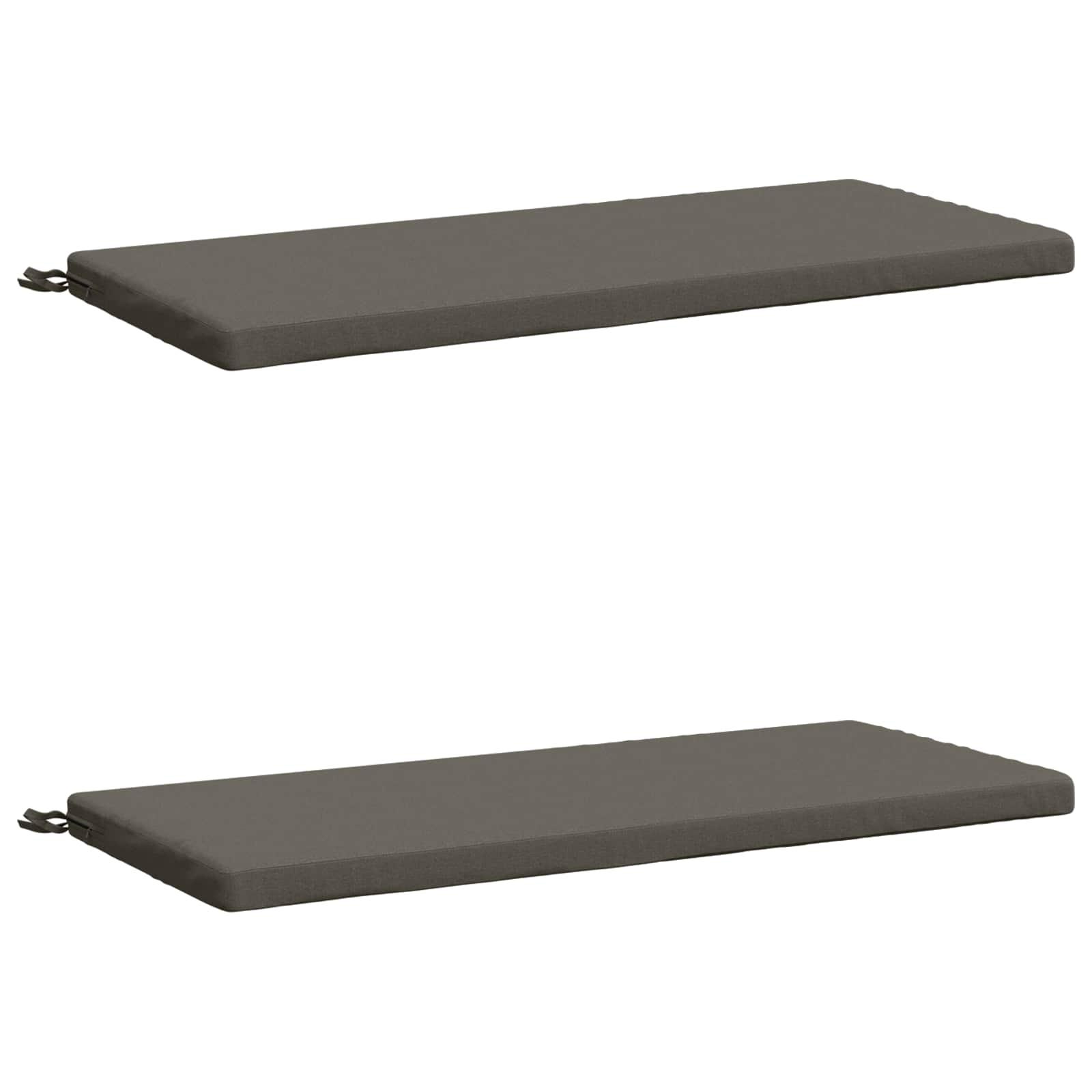 vidaXL Bænkepuder SOEST 2 stk. 100% polyester Grå 110 x 50 x 5 cm