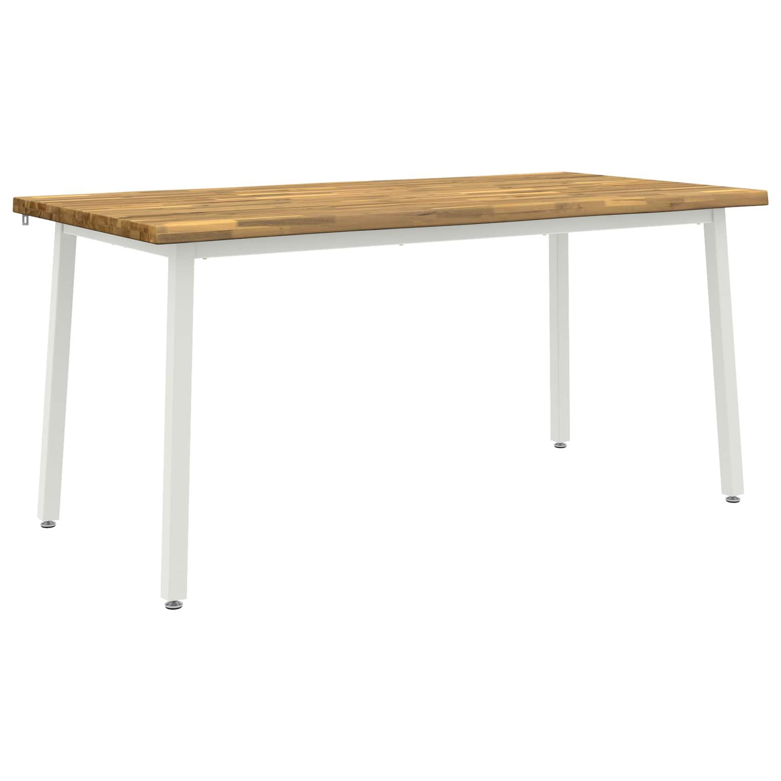 Spisebord med live edge i massivt akacietræ 160 x 70 x 75 cm - hvid