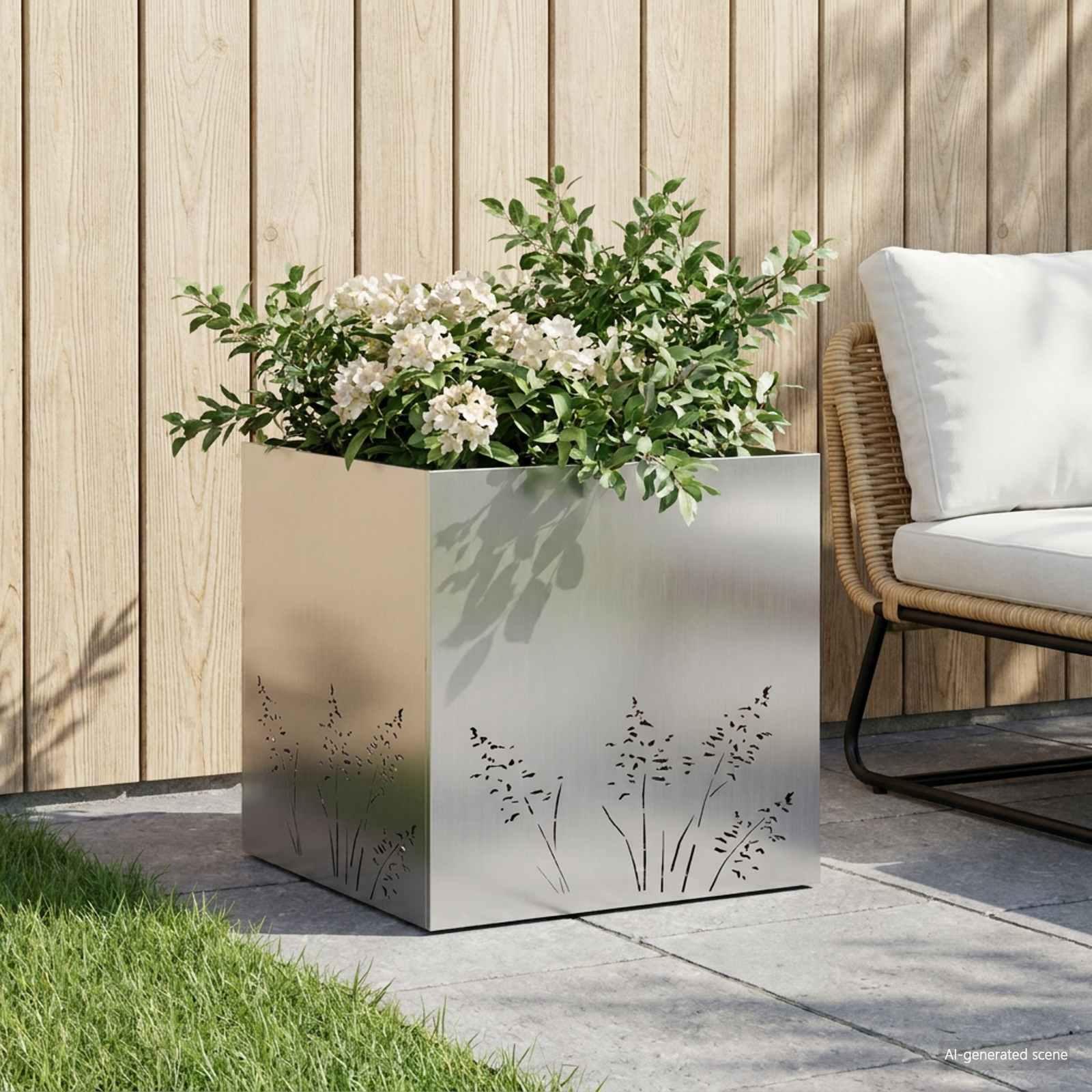 Blomsterkrukke i galvaniseret stål 50 x 50 x 49 cm sølv