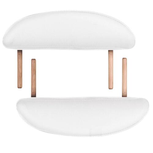 Foldbart massagebord m. 2 bolsterpuder 4 cm tyk oval hvid