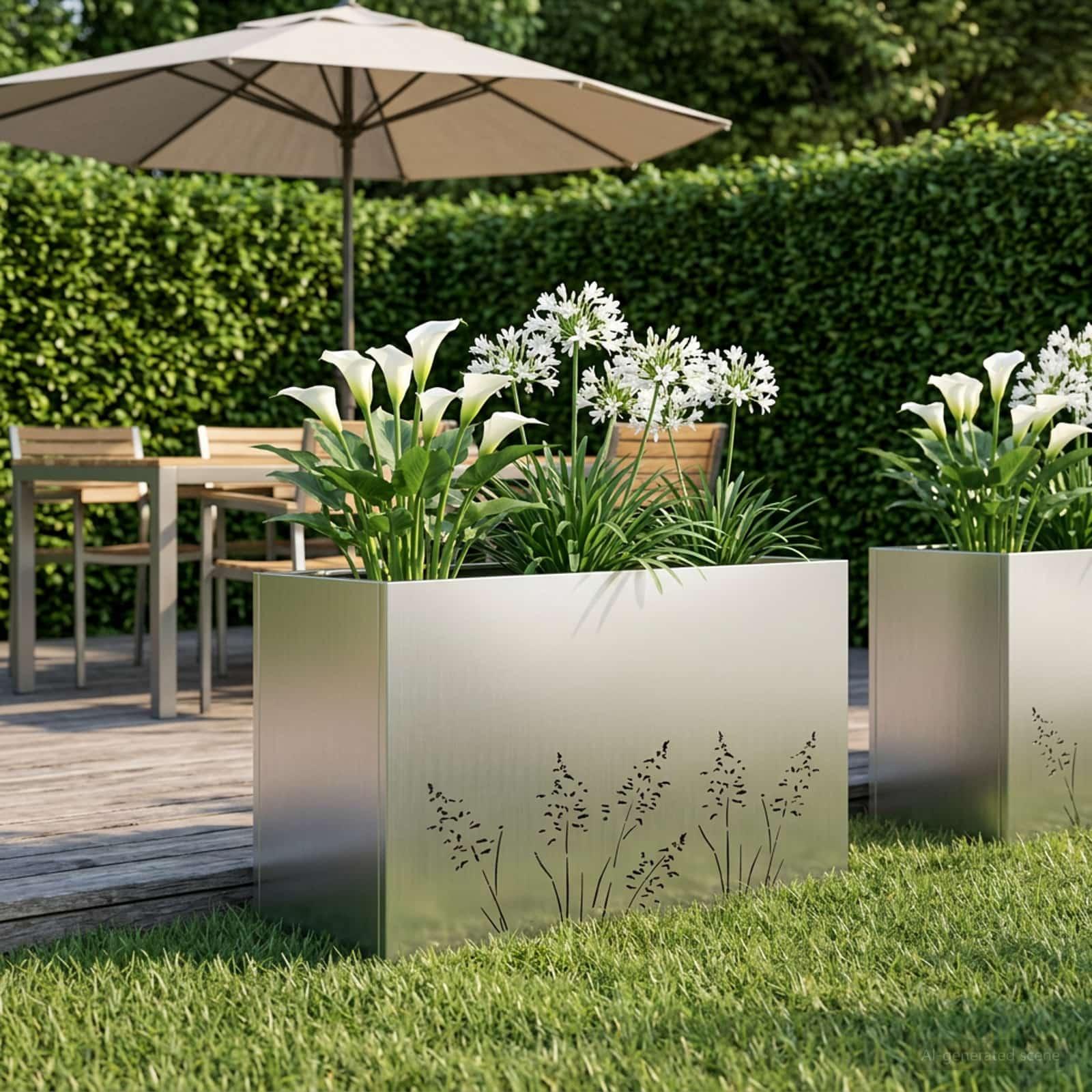 Have blomsterkrukke i rustfrit stål 80 x 30 x 49 cm - sølv