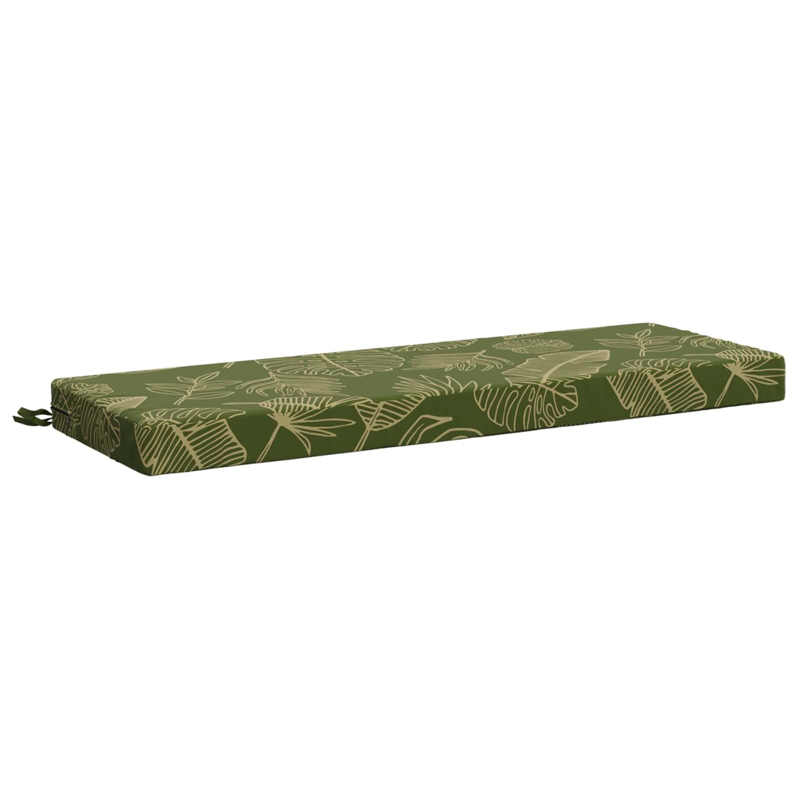 Bænkpude SOEST i polyester med bladdesign 110 x 40 x 8 cm