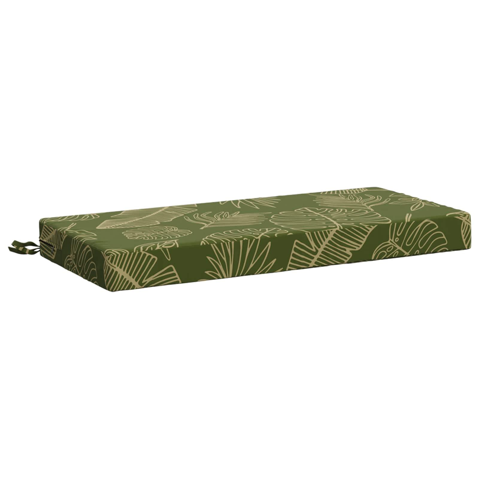 Bænkpude SOEST i 100% polyester med bladdesign 60 x 40 x 8 cm