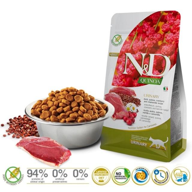 Farmina N&D Quinoa Urinary med and - tørfoder til voksne katte 5 kg