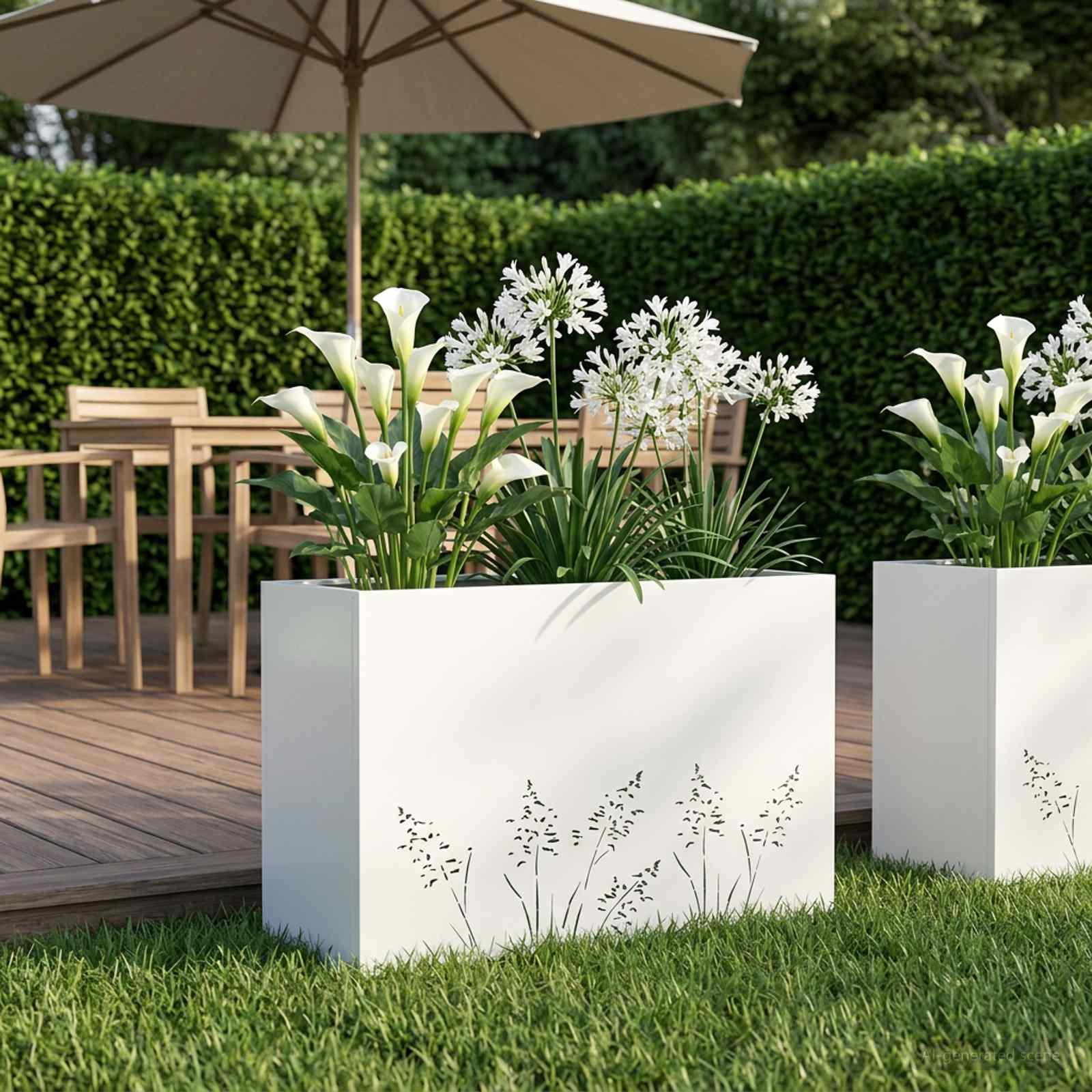 Have blomsterkrukke i hvid koldvalset stål 80 x 30 x 49 cm