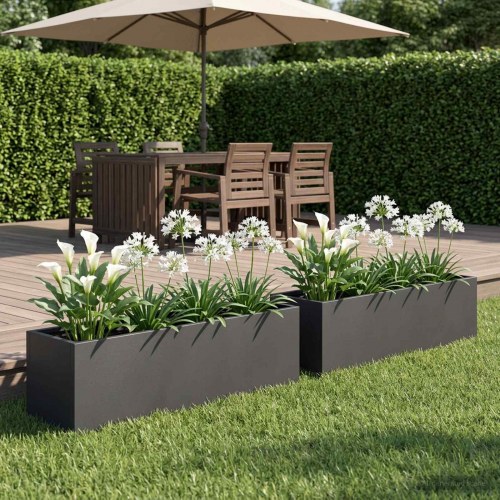 Blomsterkrukke 2 stk. sort 80 x 20 x 20 cm i koldvalset stål