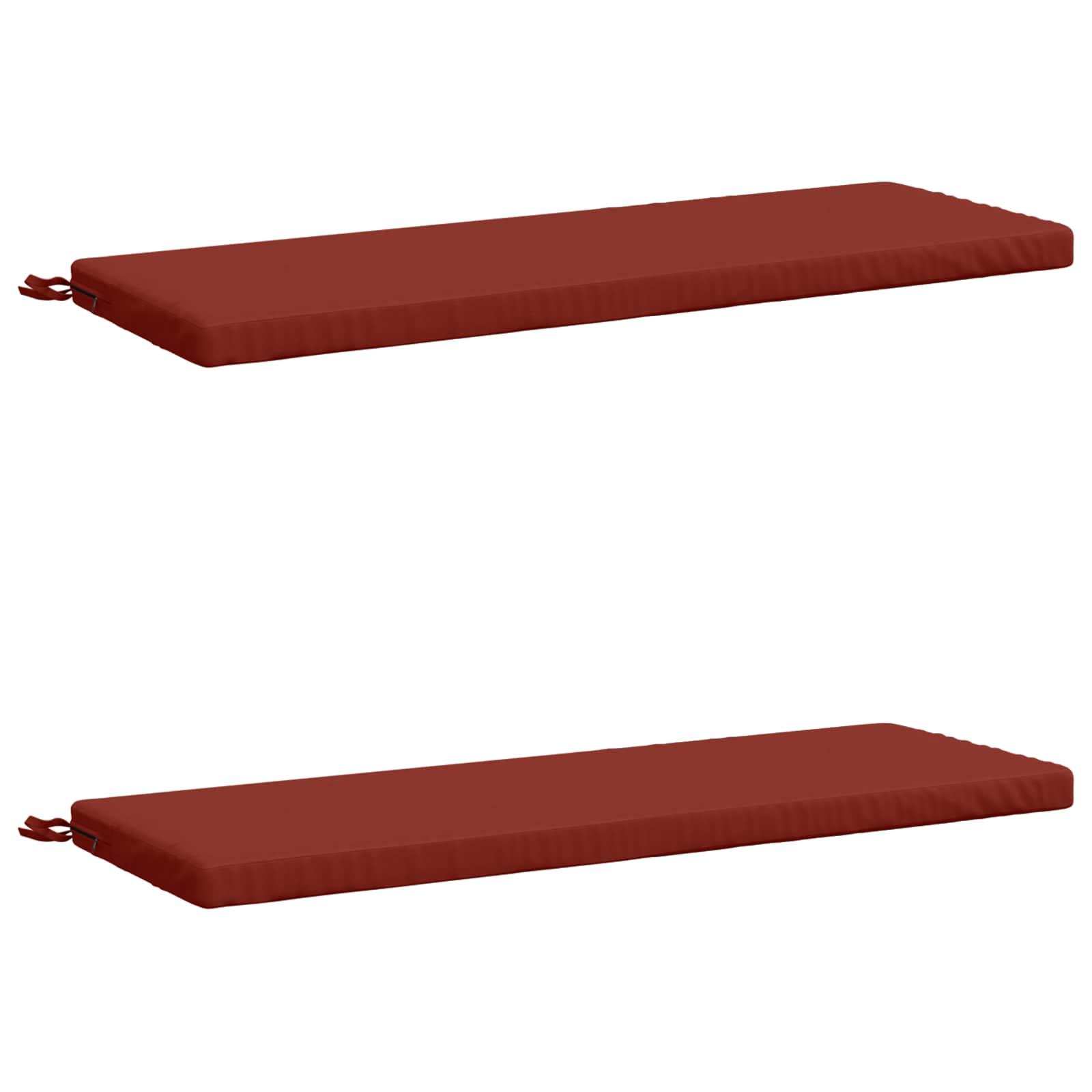 vidaXL Bænkepuder SOEST 2 stk. 100% polyester Rød 110 x 40 x 5 cm