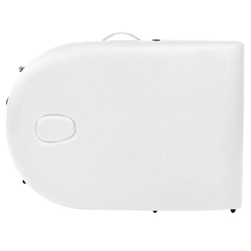Foldbart massagebord m. 2 bolsterpuder 4 cm tyk oval hvid