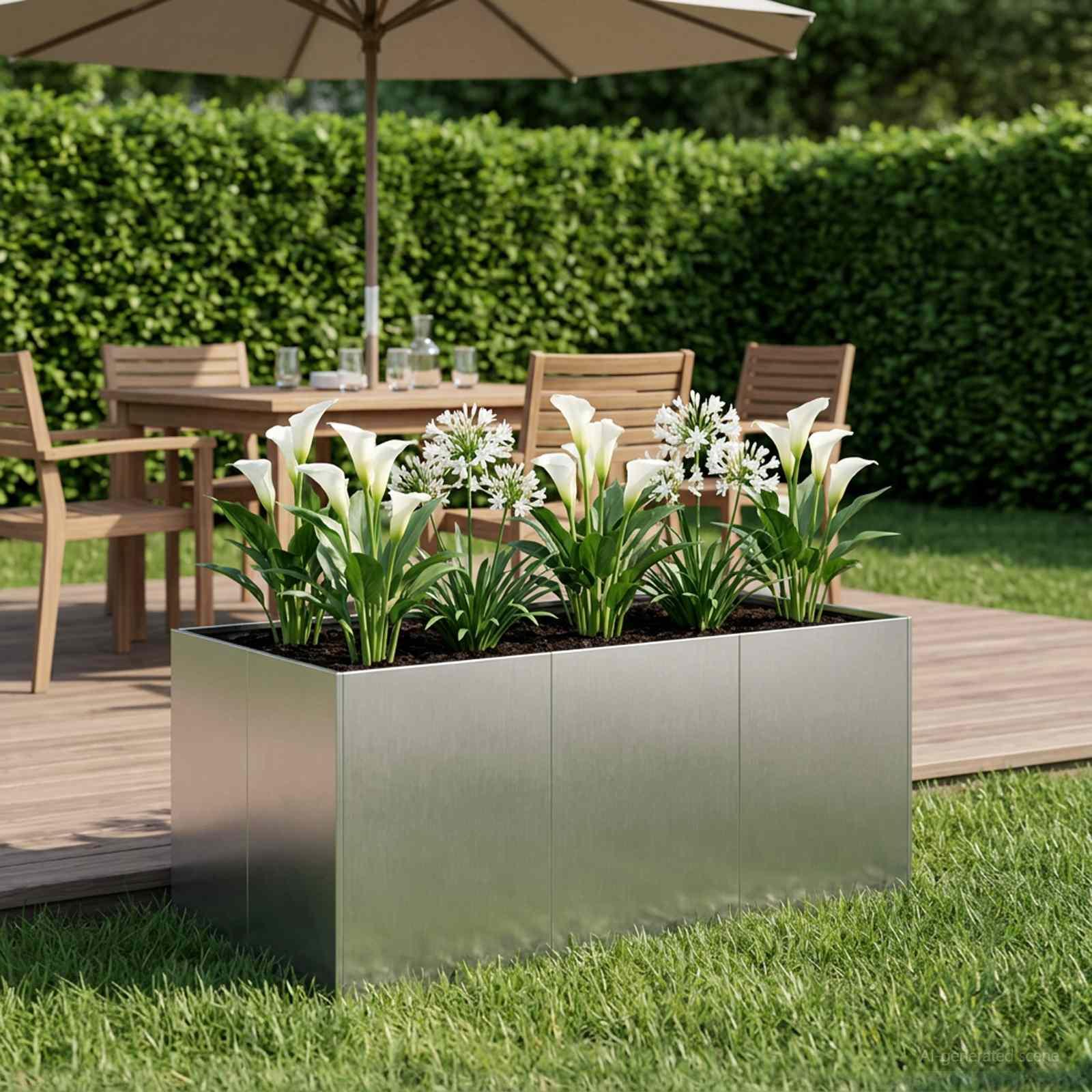 vidaXL Have Blomsterkrukke Sølv 120 x 80 x 60 cm Rustfrit stål