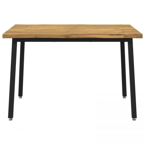 Spisebord i massivt akacietræ 110 x 55 x 75 cm rektangulært hvid og sort