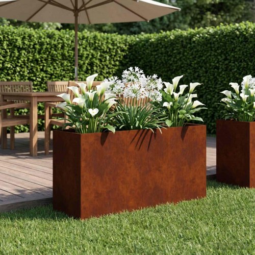 Have blomsterkrukke i cortenstål 120 x 40 x 60 cm - rusten plantekasse