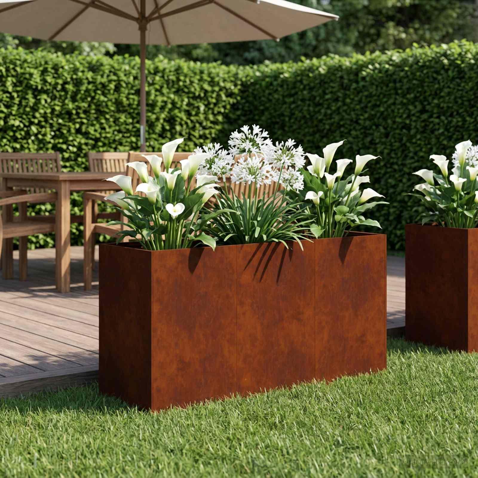 Have blomsterkrukke i cortenstål 120 x 40 x 60 cm - rusten plantekasse