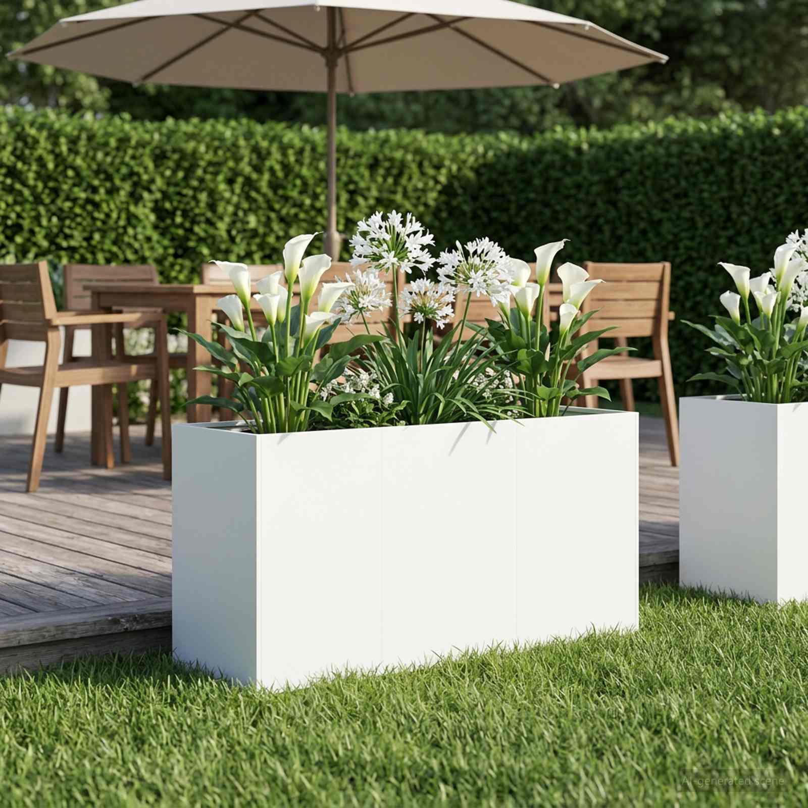 Have blomsterkrukke i koldvalset stål 120 x 40 x 60 cm - hvid