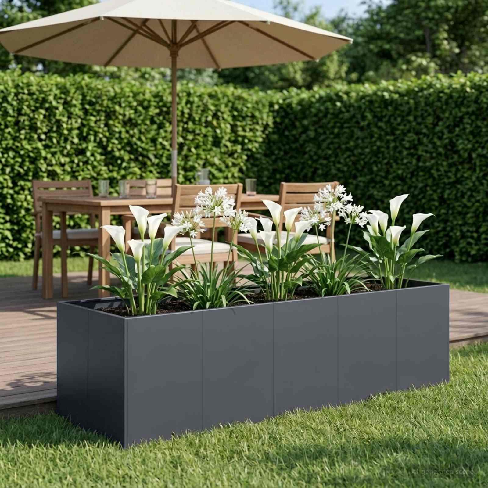 vidaXL Have Blomsterkrukke Antracit 200 x 80 x 60 cm Koldvalset stål