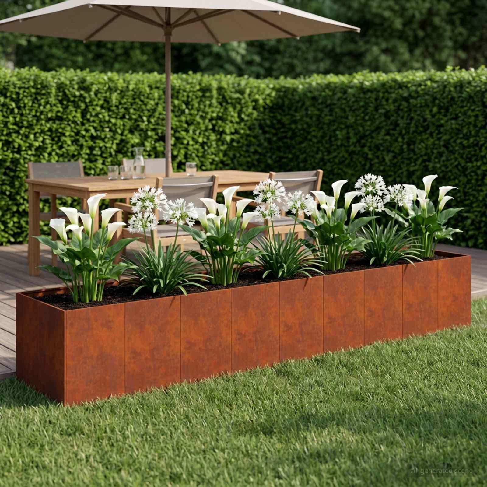 vidaXL Have Blomsterkrukke Rusten 360 x 80 x 60 cm Cortenstål