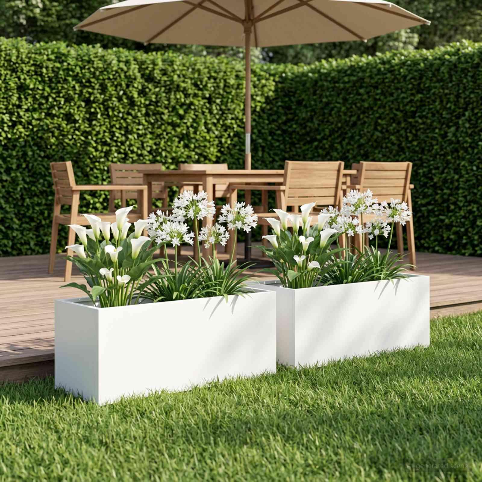 vidaXL Have Blomsterkrukke 2 stk. Hvid 60 x 20 x 20 cm Koldvalset stål