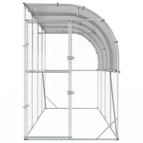 Hønsehus mod væg sølv 600 x 150 x 215 cm i galvaniseret stål