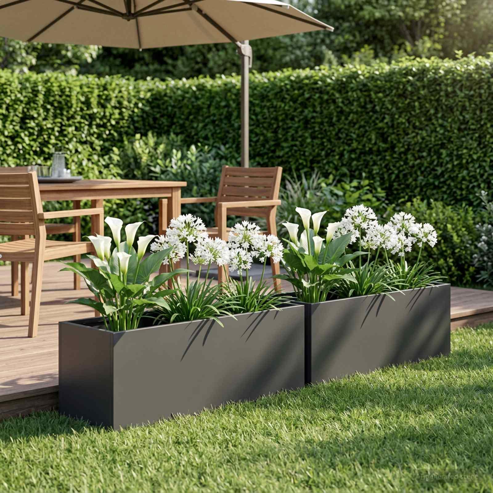 vidaXL Have Blomsterkrukke 2 stk. Sort 60 x 20 x 20 cm Koldvalset stål