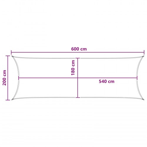 Solsejl rektangulært 2 x 6 m HDPE - mørkegrøn