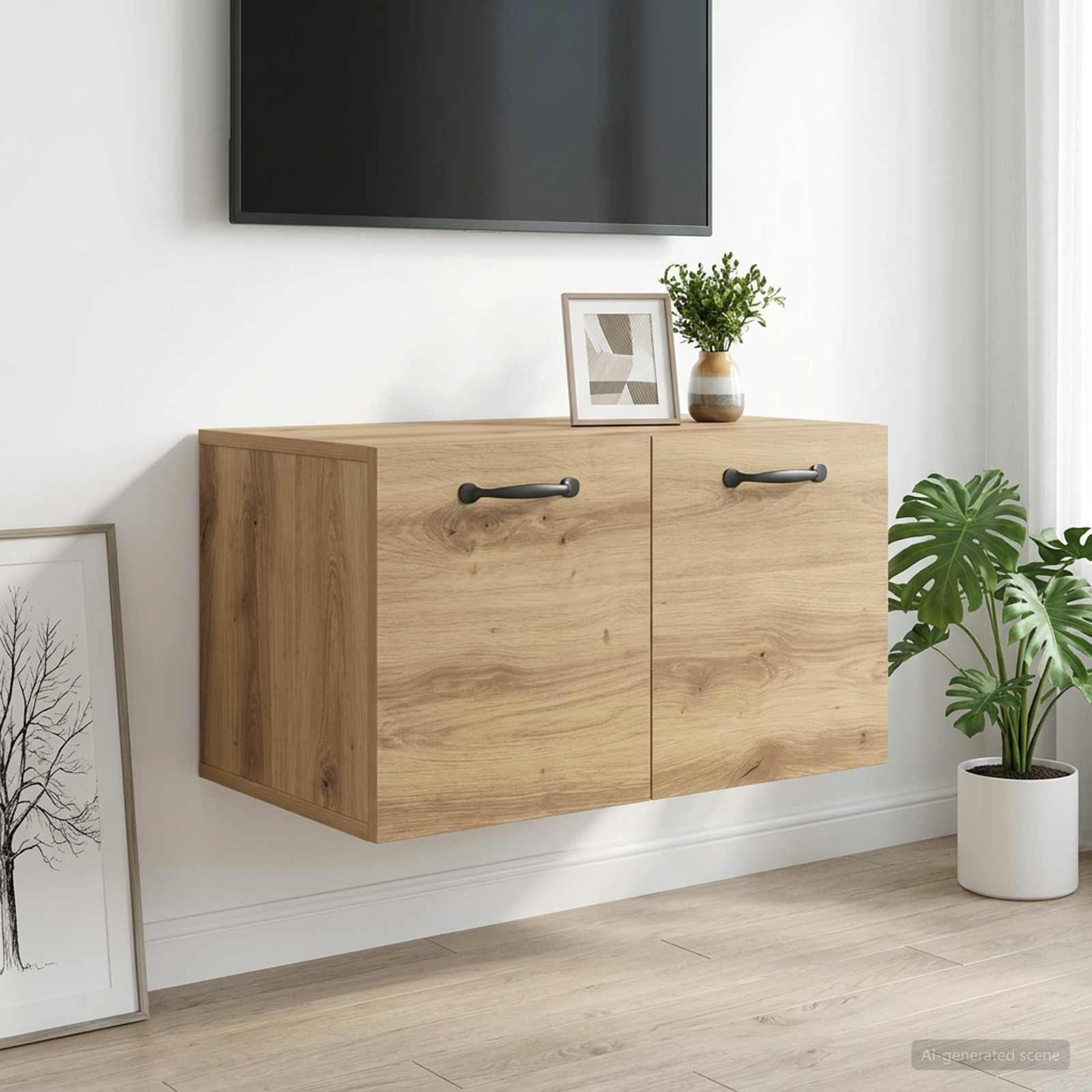 vidaXL Vægskab 60 x 36,5 x 35 cm Konstrueret træ Artisan-eg