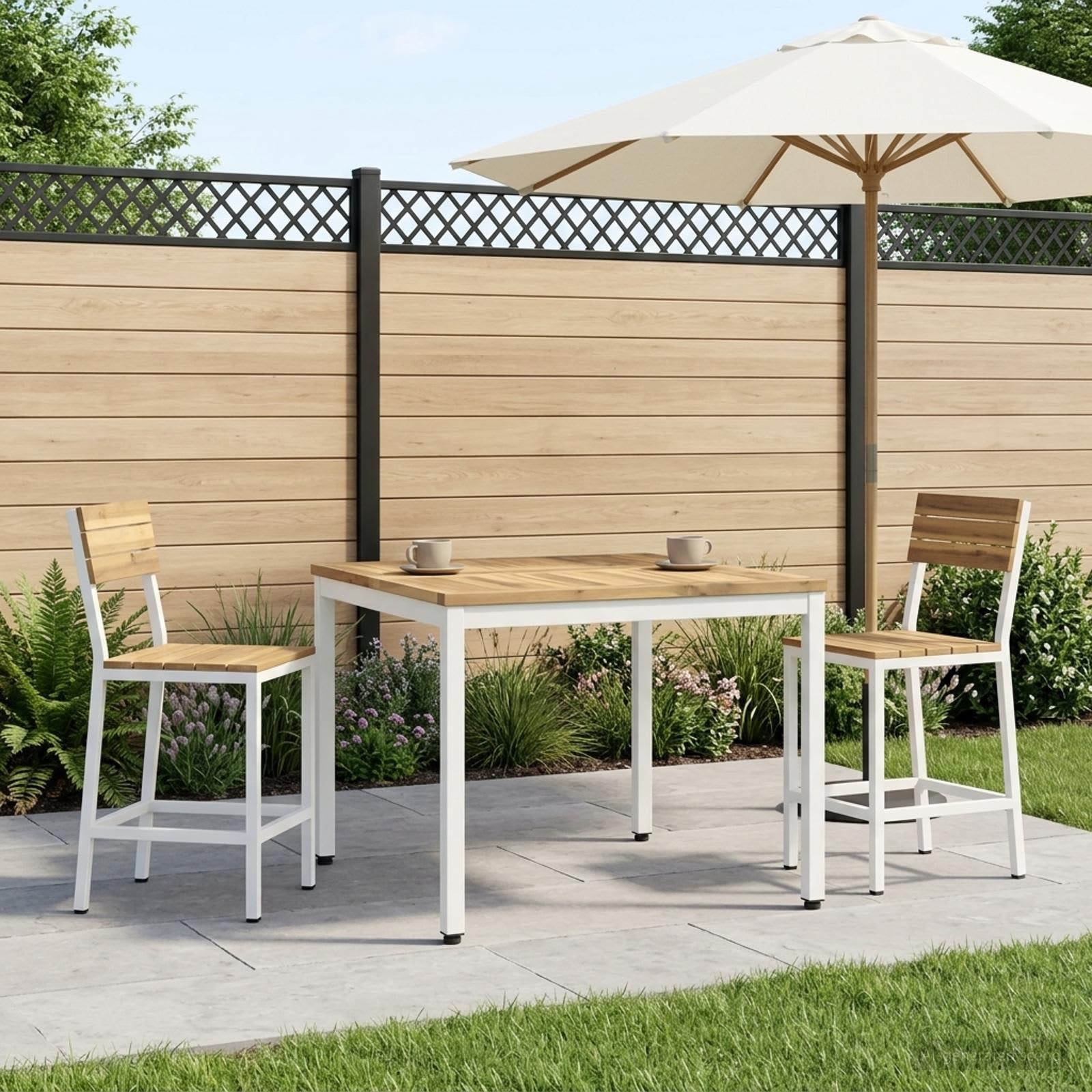 vidaXL Sofabord Hvid 80 x 80,5 x 45 cm Massivt Akacietræ