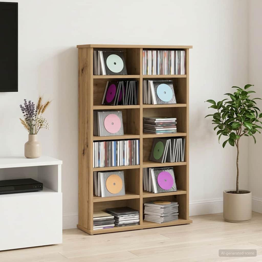 CD skab i artisan-eg 60 x 17 x 92 cm med 10 hylder