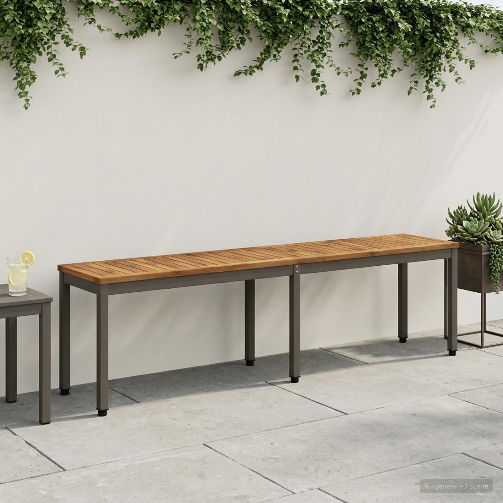 Havebænk i massivt akacietræ 161 x 35 x 45 cm - naturlig og kaffe