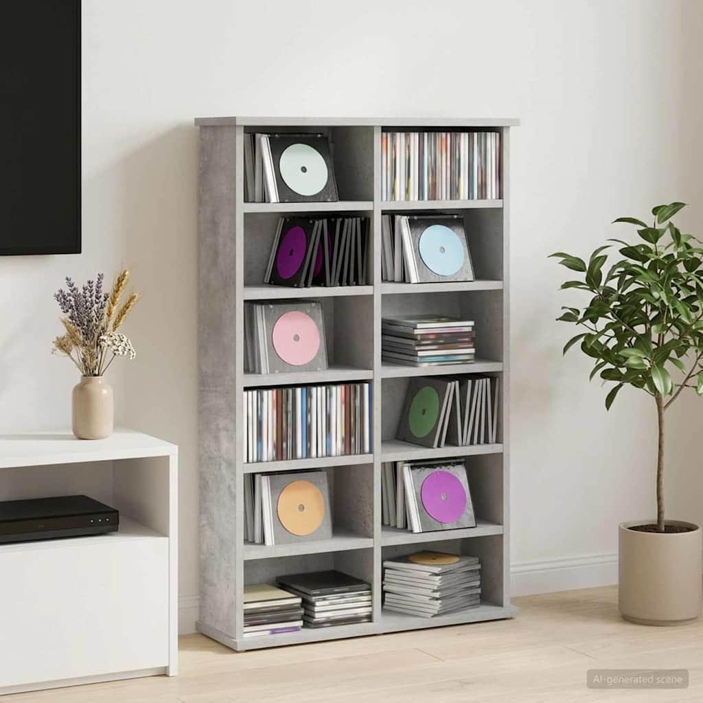 CD-skab betongrå 60 x 17 x 92 cm i konstrueret træ