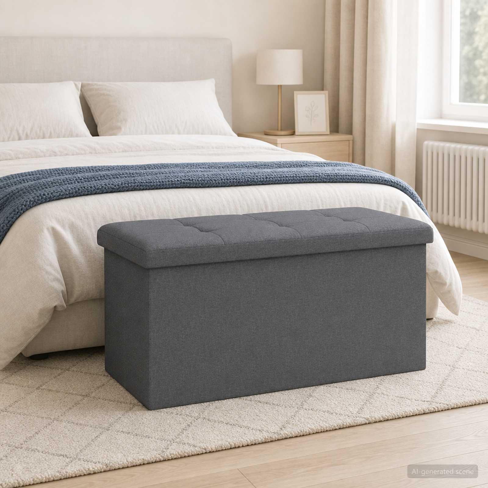 Foldbar opbevaringsbænk lysegrå 80 l 77 x 38 x 38 cm