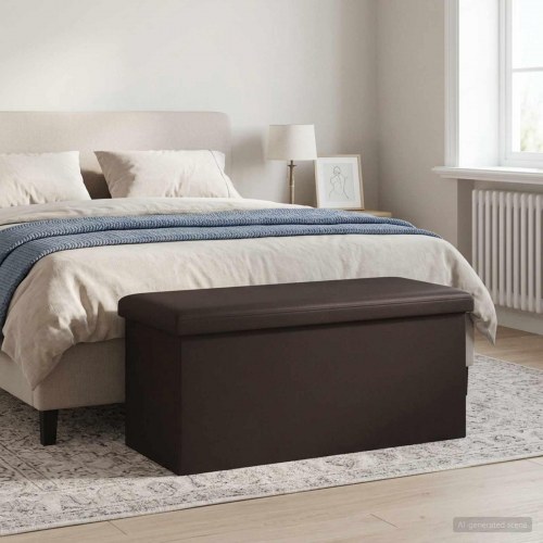 Foldbar opbevaringsbænk brun 80 l 77 x 38 x 38 cm PVC
