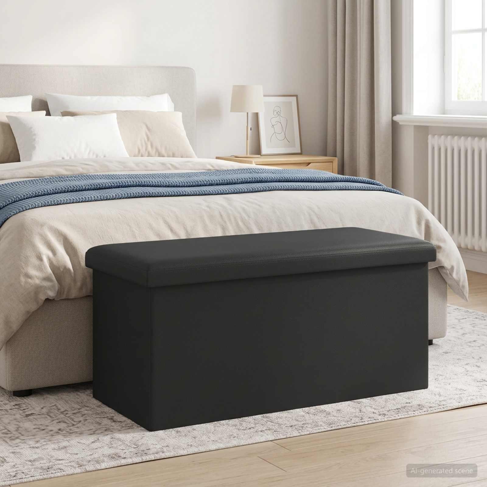 Foldbar opbevaringsbænk grå 80 l 77 x 38 x 38 cm