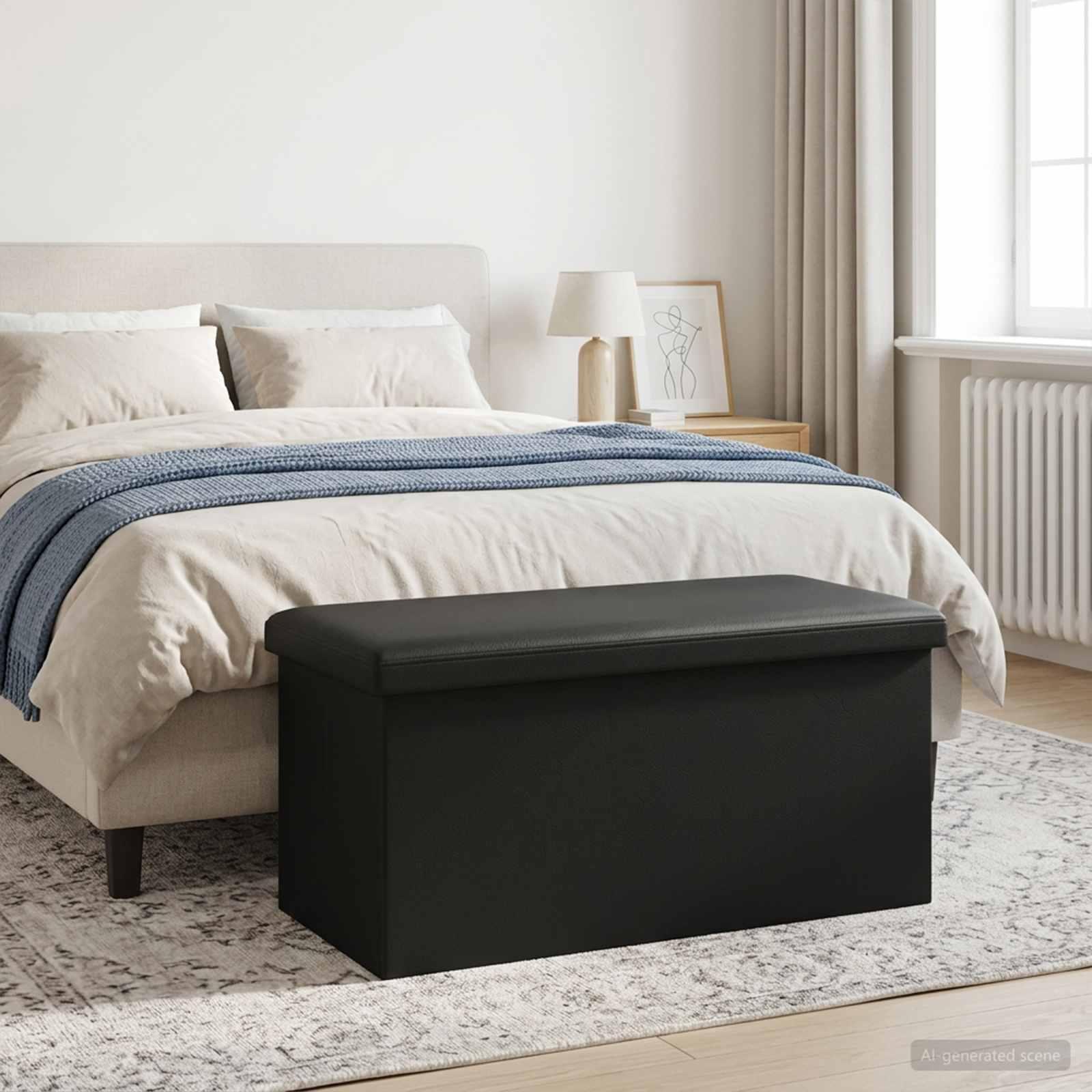 Foldbar opbevaringsbænk sort 80 l 77 x 38 x 38 cm