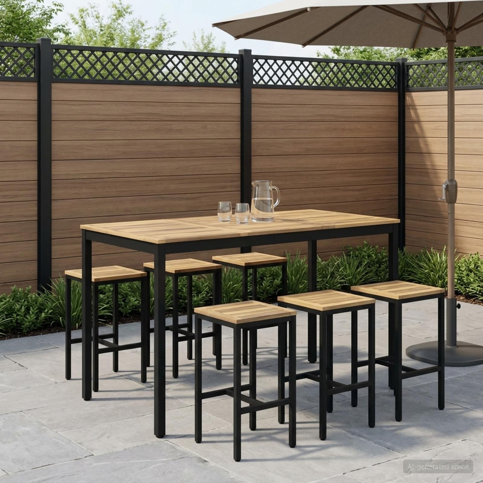 Havebarbord hvid/sort 141 x 80,5 x 105 cm