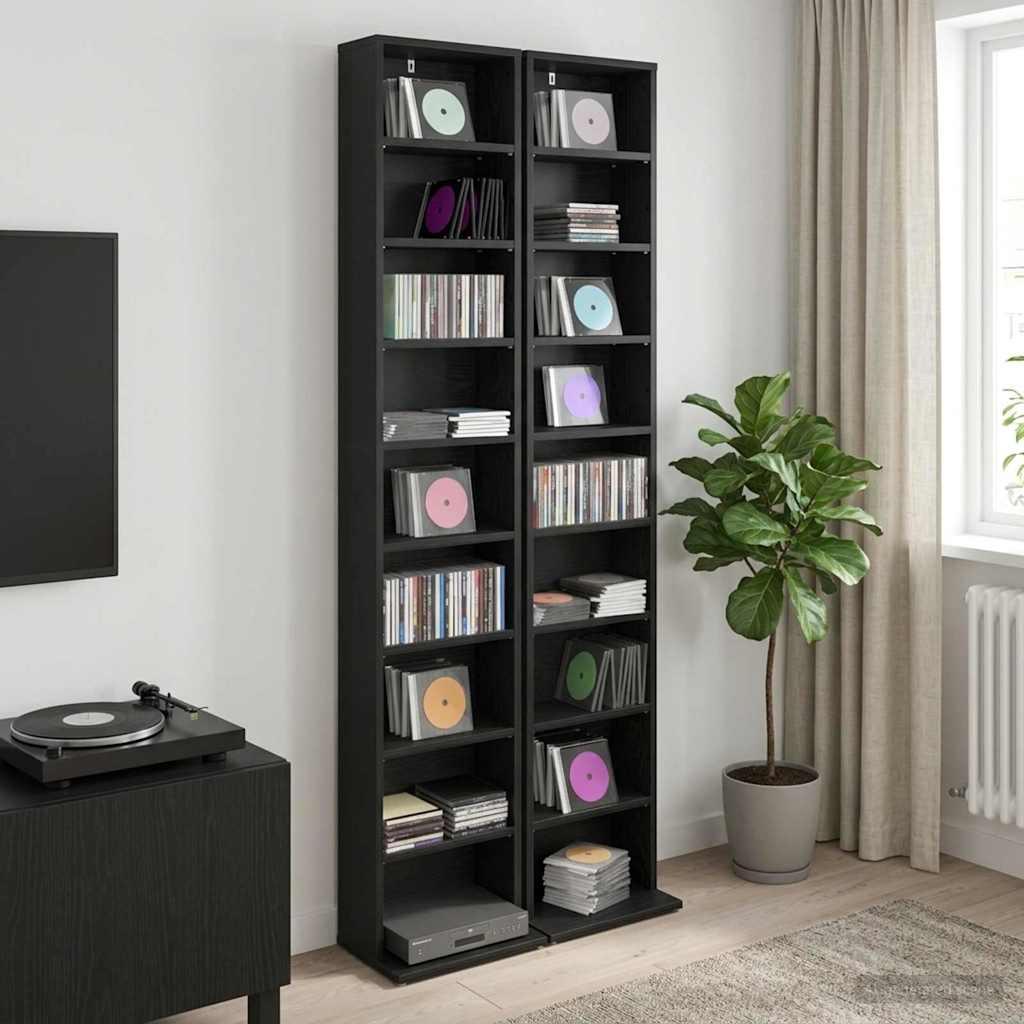 CD skab 2 stk. i sort eg 33 x 23,5 x 175 cm