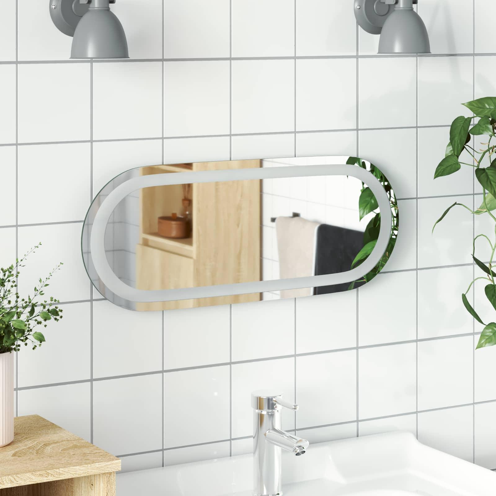 LED badeværelsesspejl transparent 50 x 20 cm i hærdet glas