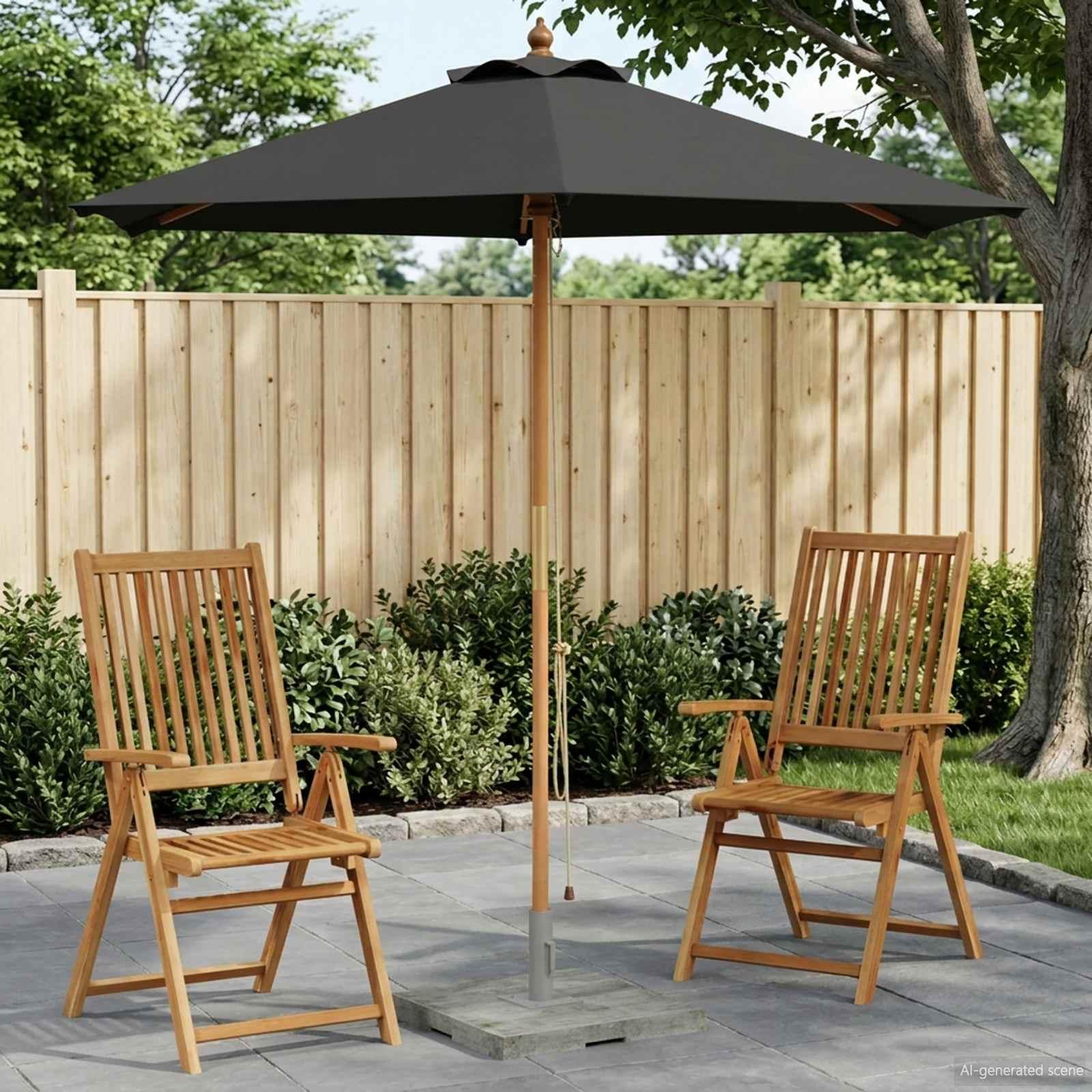 Haveparasol Ø 270 x 248 cm i massiv eucalyptus træ - antracit