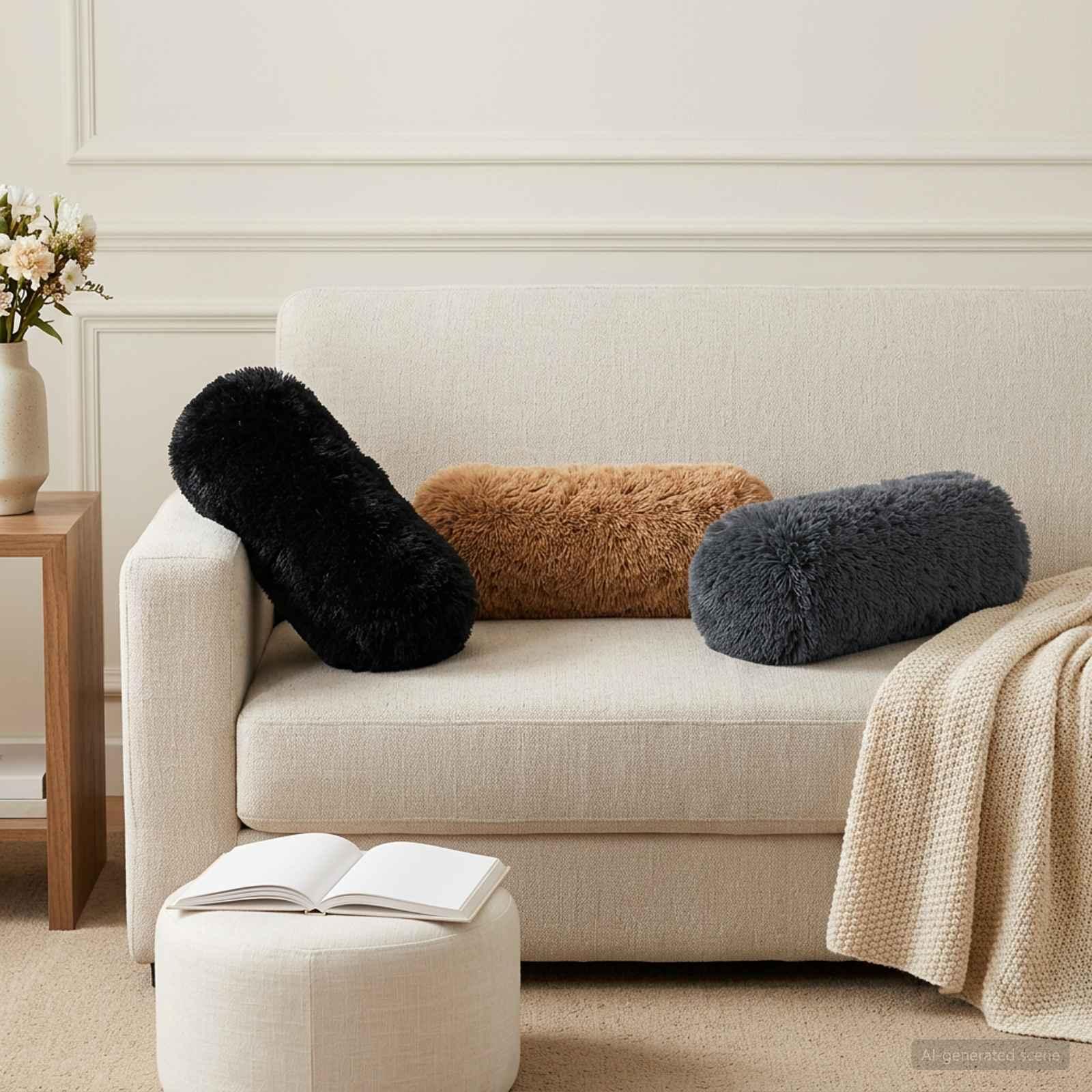 Pyntepuder HEERLEN 2 stk. i gråbrun PV fleece 15 x 40 cm