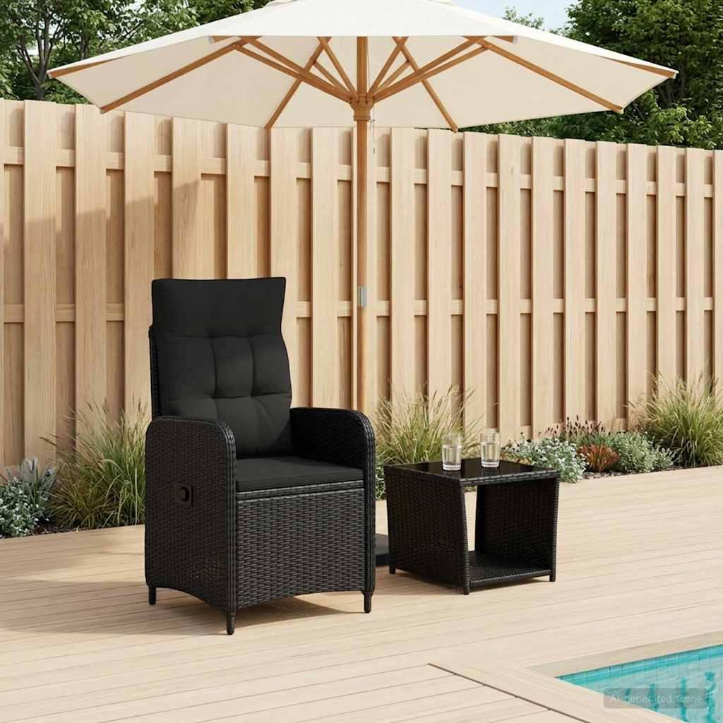 vidaXL Have lounge sæt 2 stk. Sort PE rattan og pulverlakeret stål