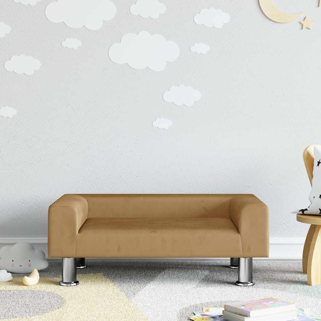 Børnesofa 70 x 45 x 26,5 cm i fløjl - brun
