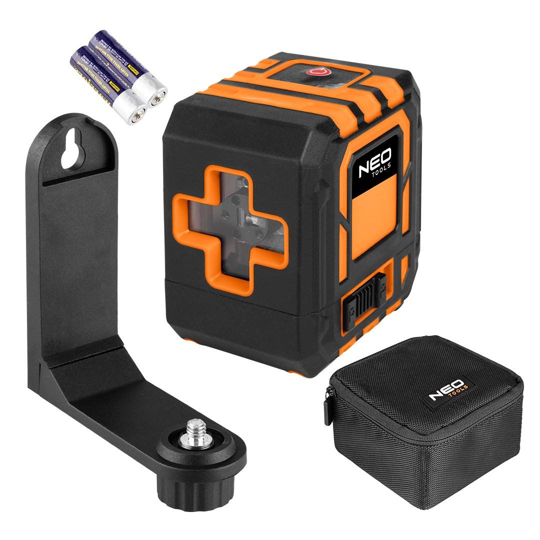 NEO TOOLS krydslinjelaser 20 m med etui og magnetisk holder, rød
