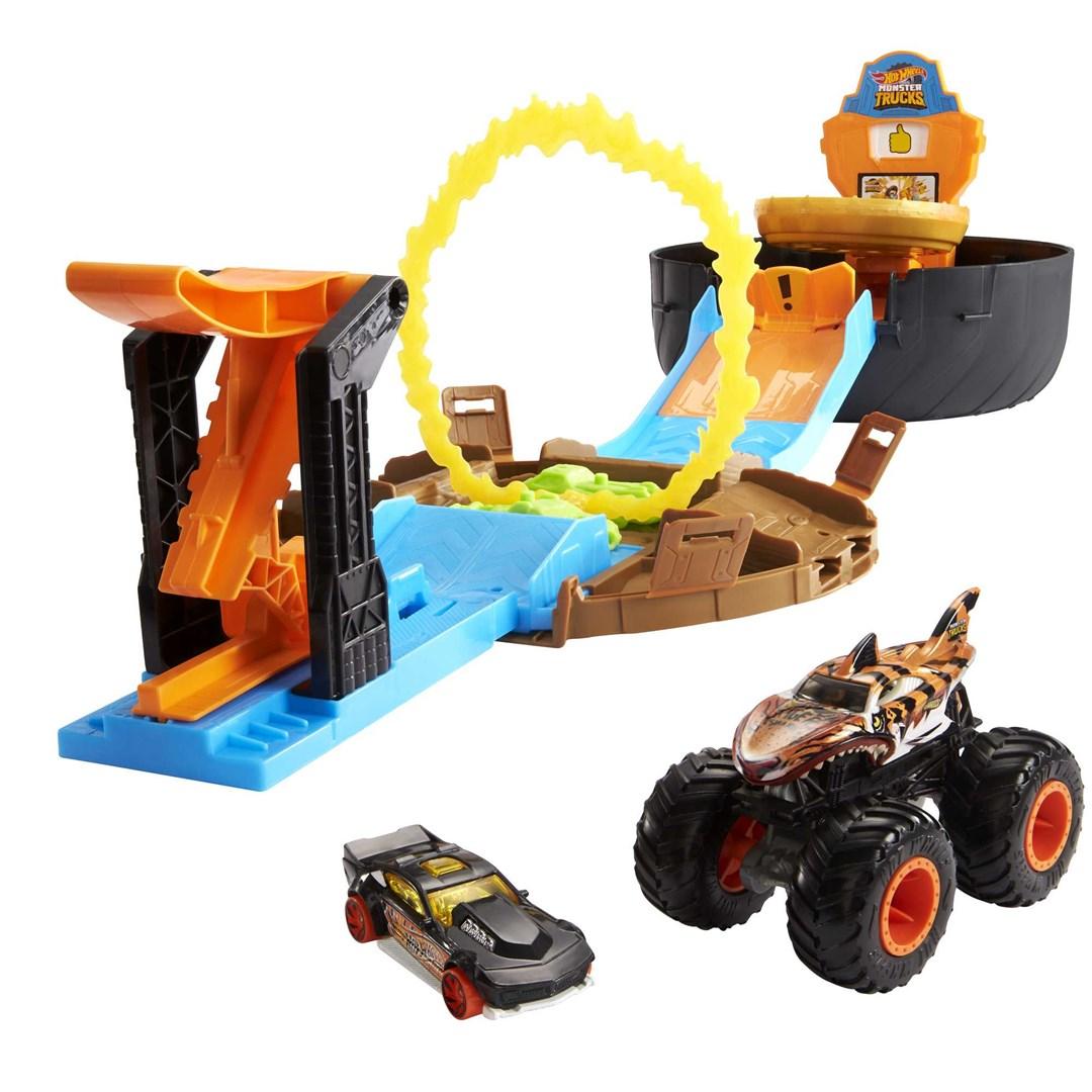 Hot Wheels Monster Trucks Tire Stunt Arena legesæt med køretøjer