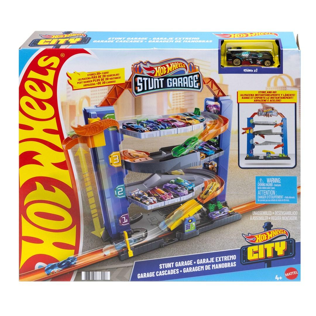 Hot Wheels City Stunt Garage legetøjsgarage med 1 bil