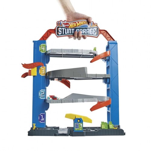 Hot Wheels City Stunt Garage legetøjsgarage med 1 bil