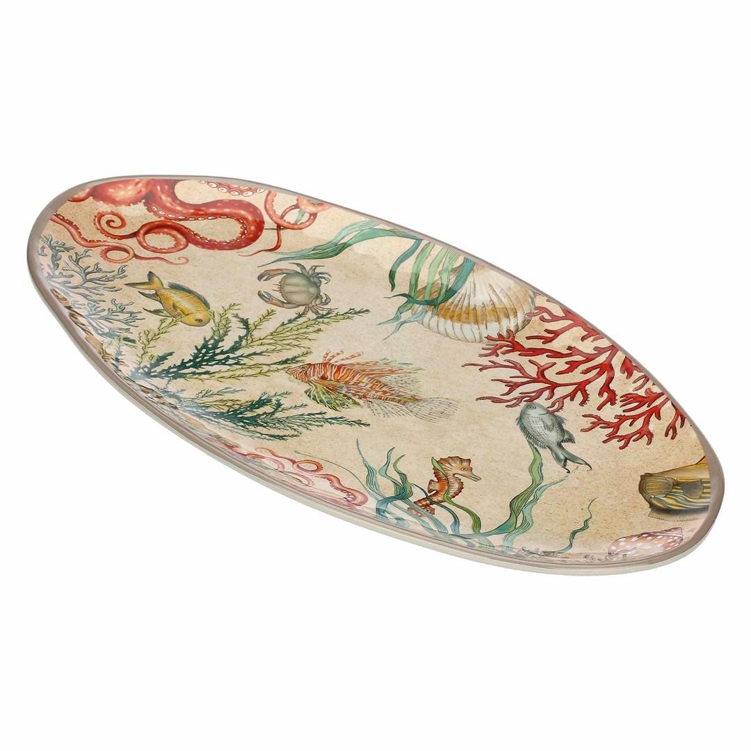 Rose&Tulipani Sea Life oval bakke i melamin 52 x 30 cm