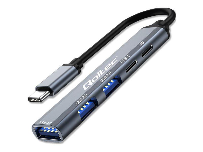 Qoltec USB-C hub med 5 porte - grå
