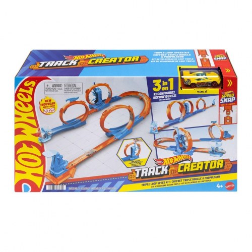 Hot Wheels Track Builder Track Creator Triple Loop bane-sæt med 1:64 legetøjsbil