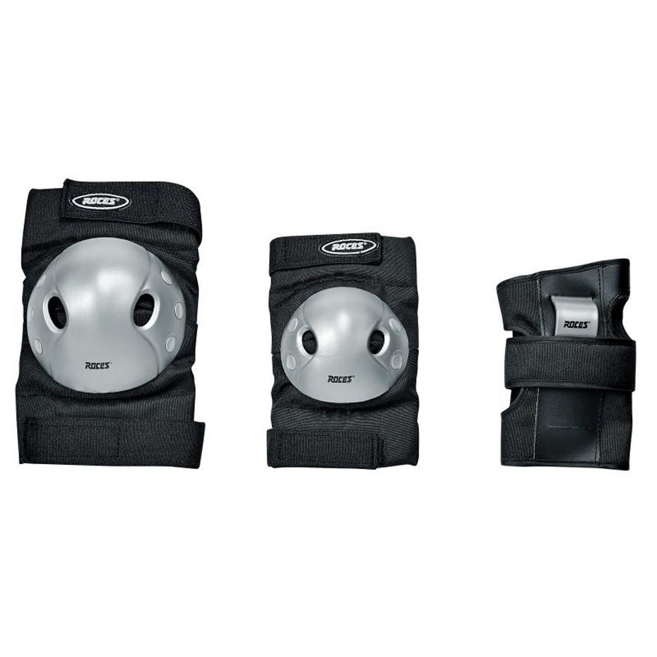 Roces Extra Three Pack skaterbeskyttere sort-grå str. L